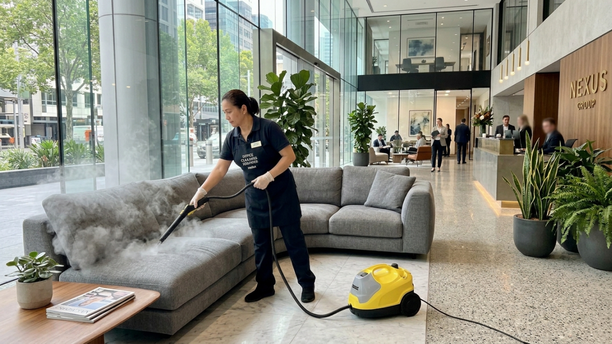 steam cleaning reception sofa