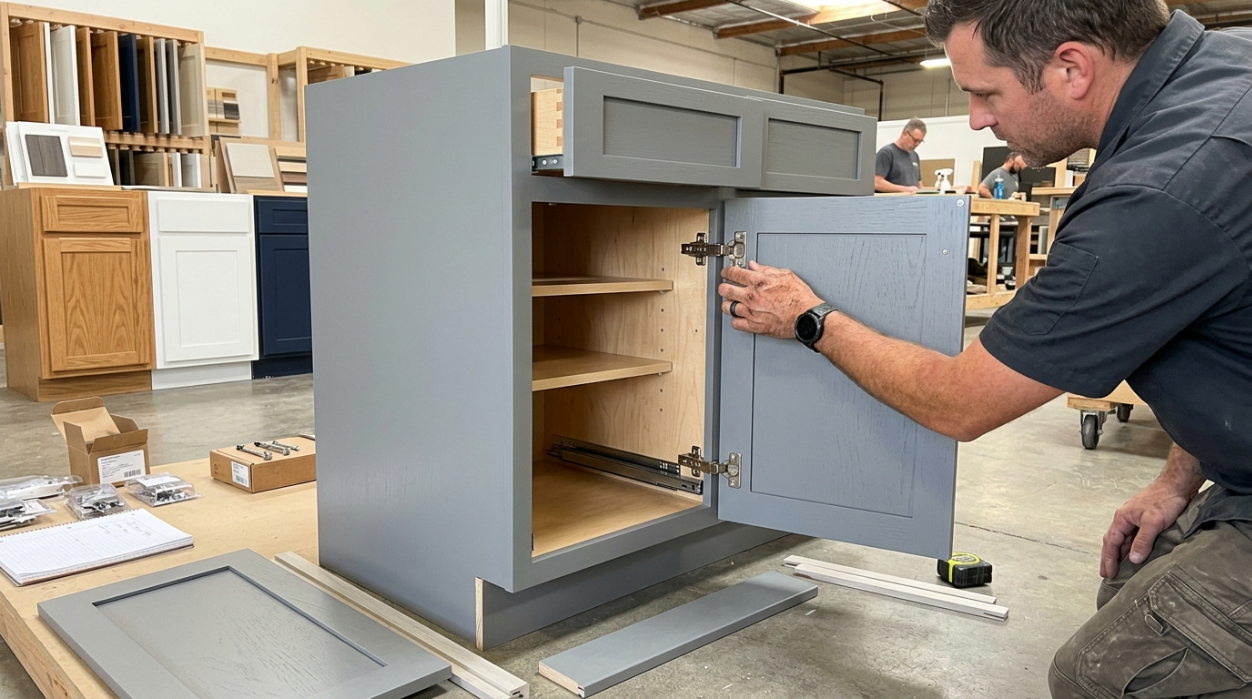 sourcing grey shaker cabinets